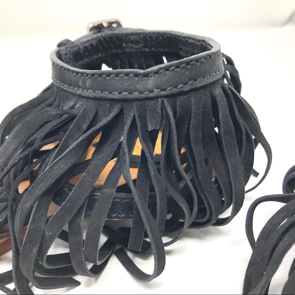 PRADA black suede fringe thong sandals, size 38, NWT - Picture 9 of 14